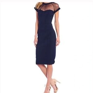 Maggie London Illusion Cocktail Dress Style #GS753M, Navy Blue, SIZE 4